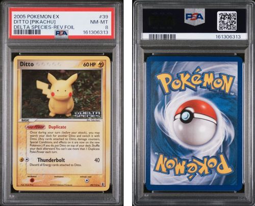 2005 POKEMON EX DELTA SPECIES #39 DITTO REVERSE [PIKACHU] DELTA SPECIES PSA 8